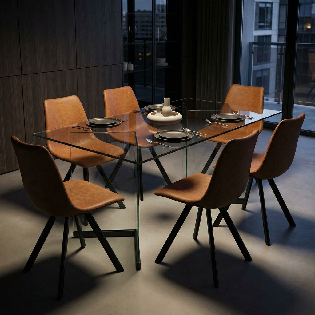 Sahara Dining Chairs in Yellow Faux Leather, Set of 2