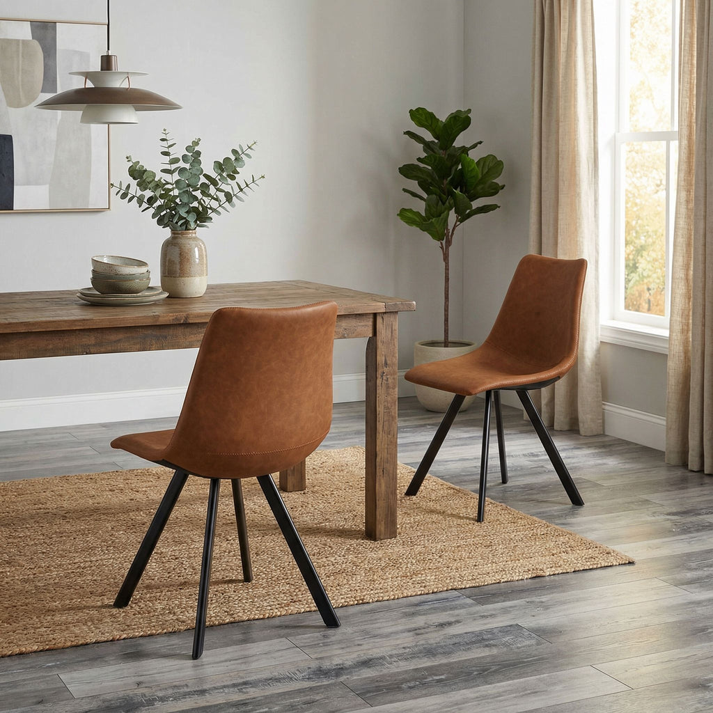 Sahara Dining Chairs in Yellow Faux Leather, Set of 2