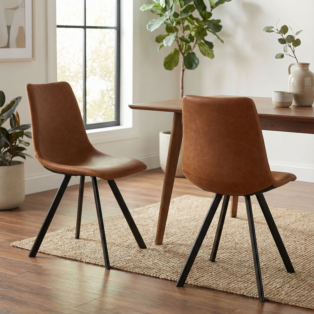 Sahara Dining Chairs in Yellow Faux Leather, Set of 2