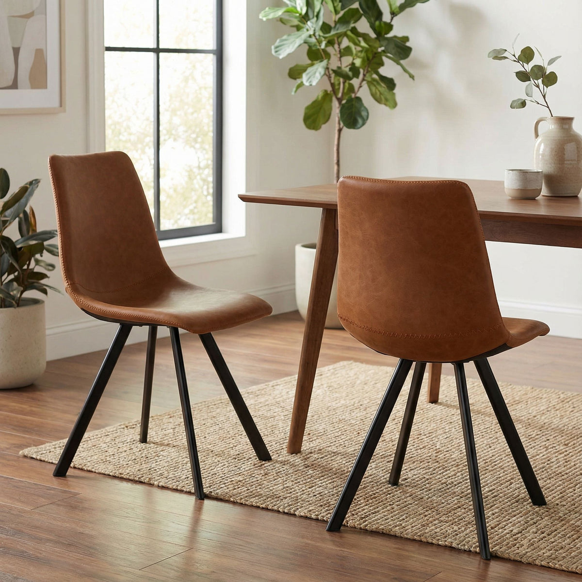 Sahara Dining Chairs in Yellow Faux Leather, Set of 2