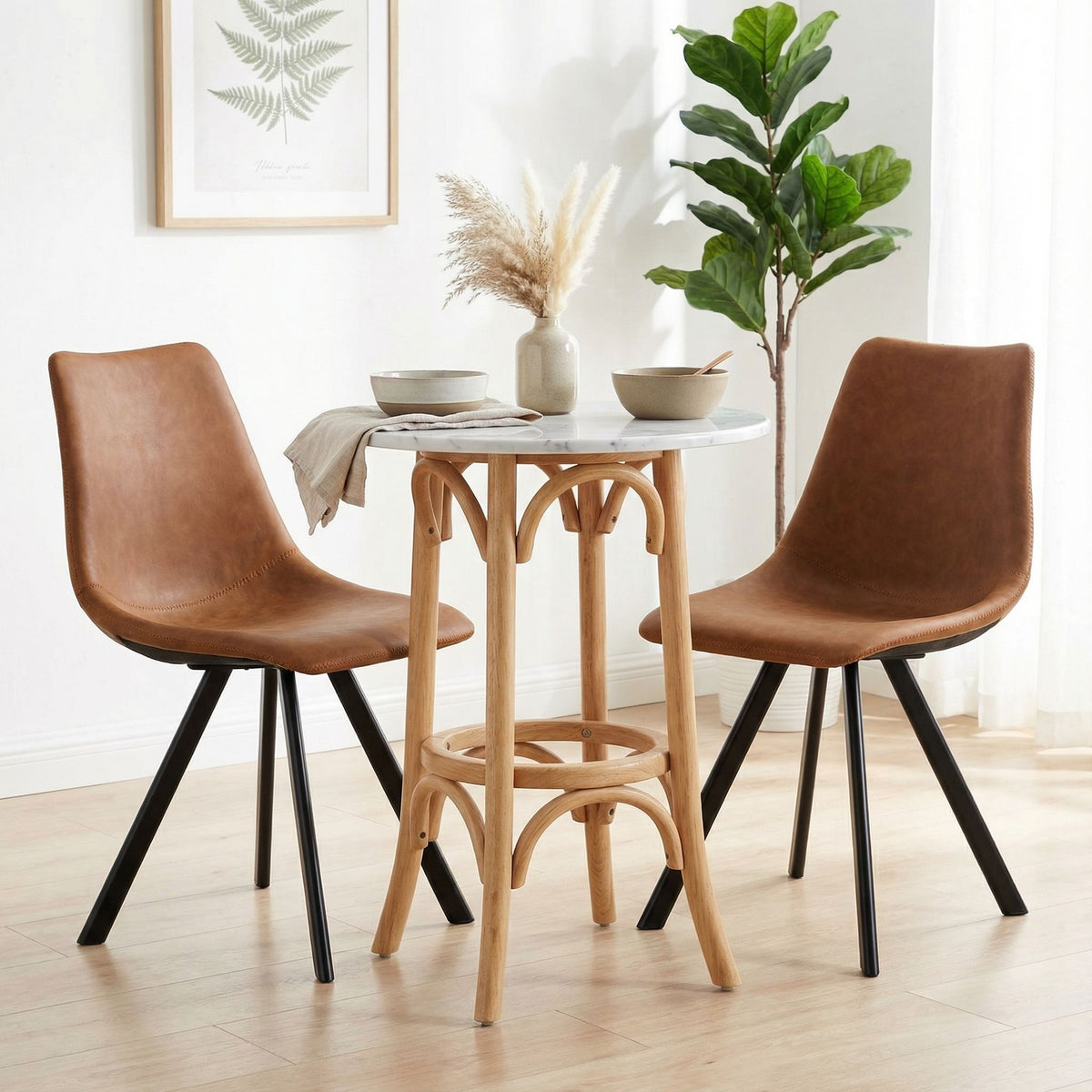 Sahara Dining Chairs in Yellow Faux Leather, Set of 2