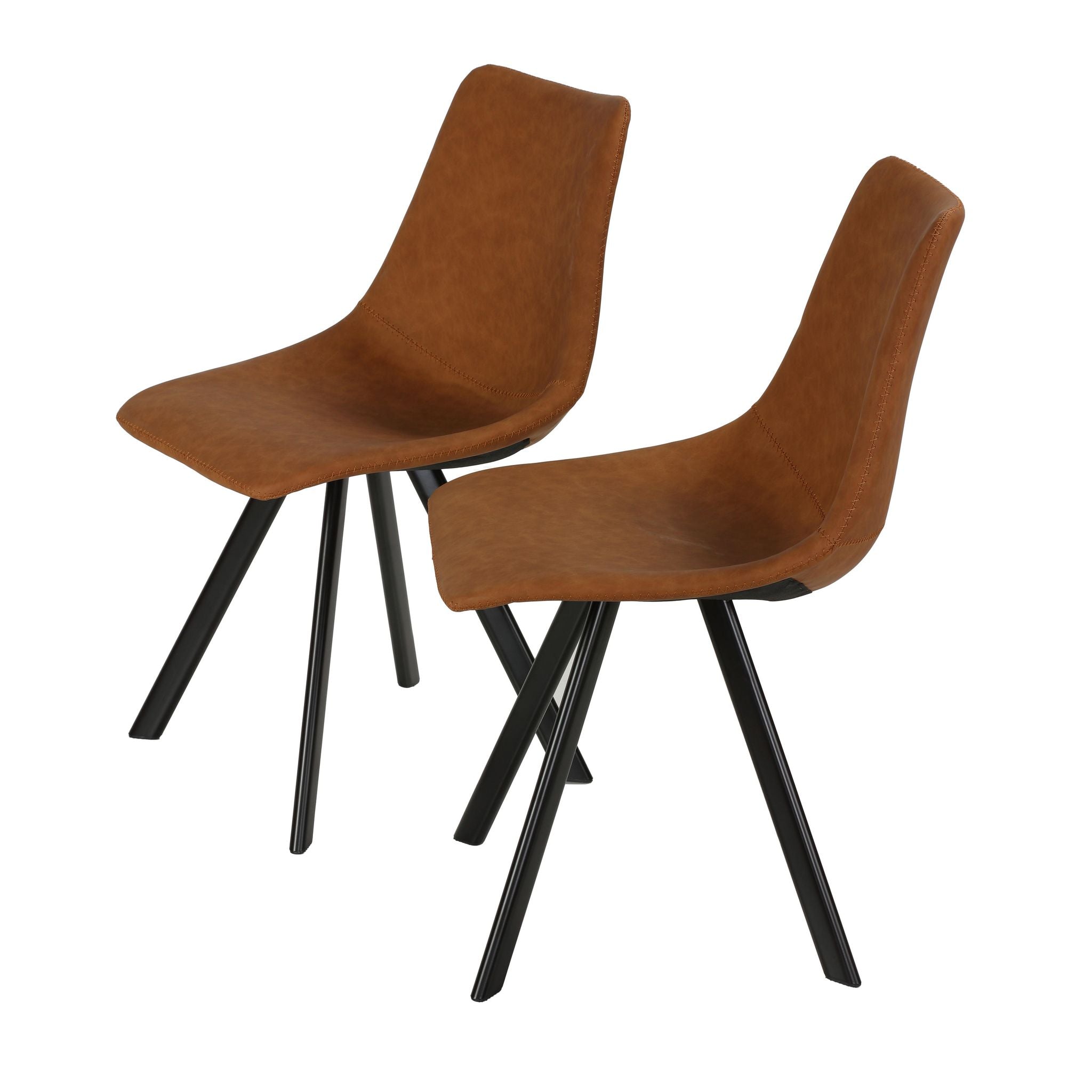 Sahara Dining Chairs in Yellow Faux Leather, Set of 2