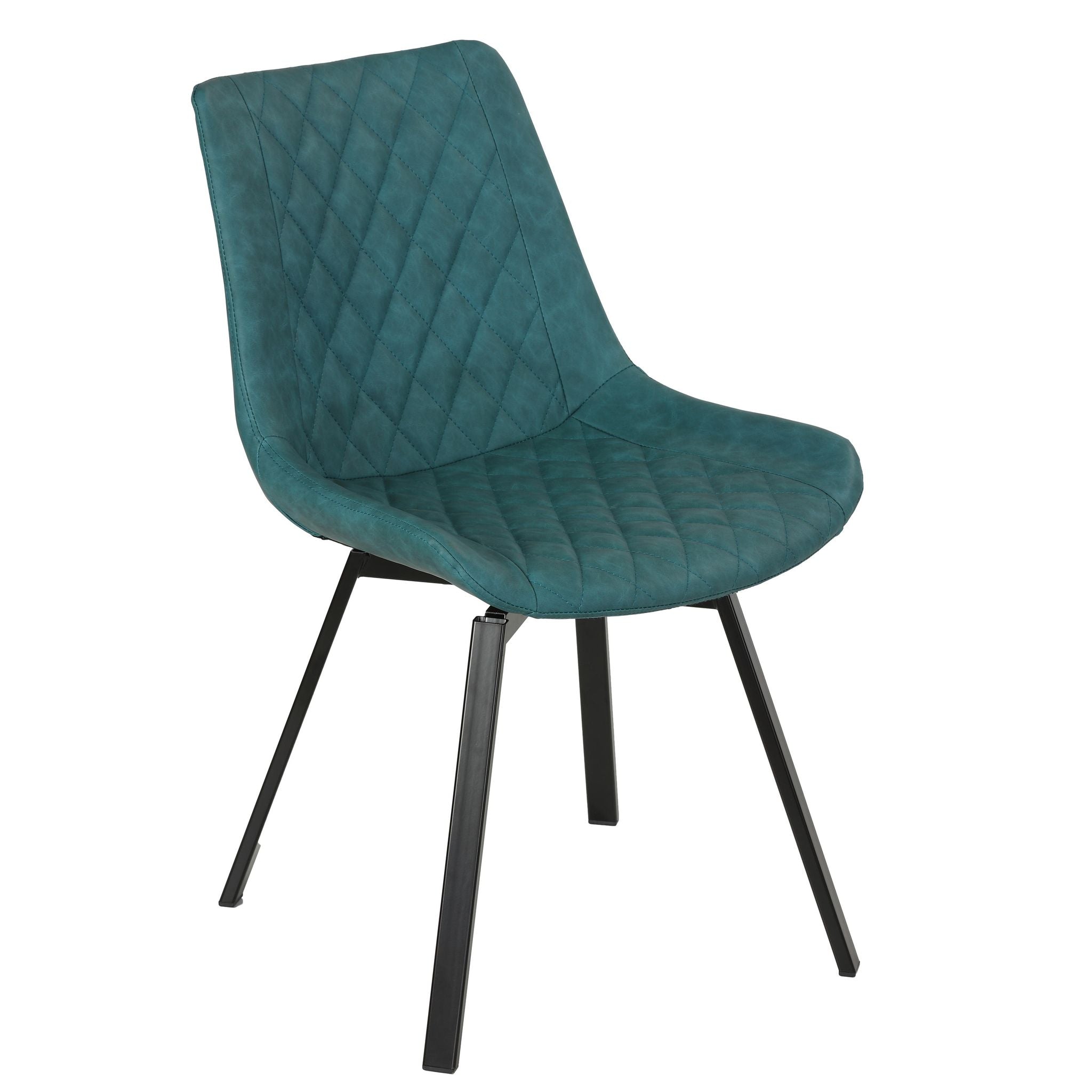Azov Swivel Dining Chairs in Deep Aqua Faux Leather, Set of 2