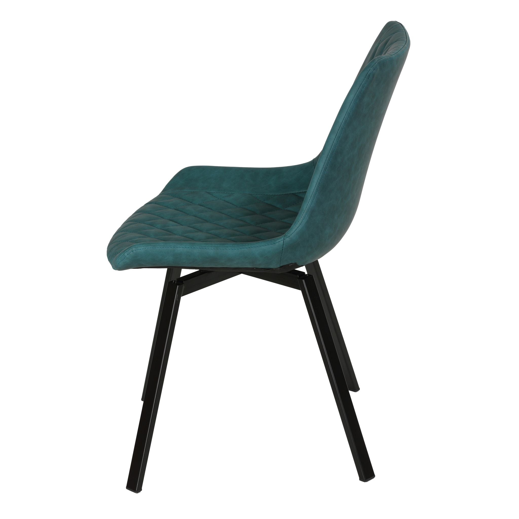 Azov Swivel Dining Chairs in Deep Aqua Faux Leather, Set of 2