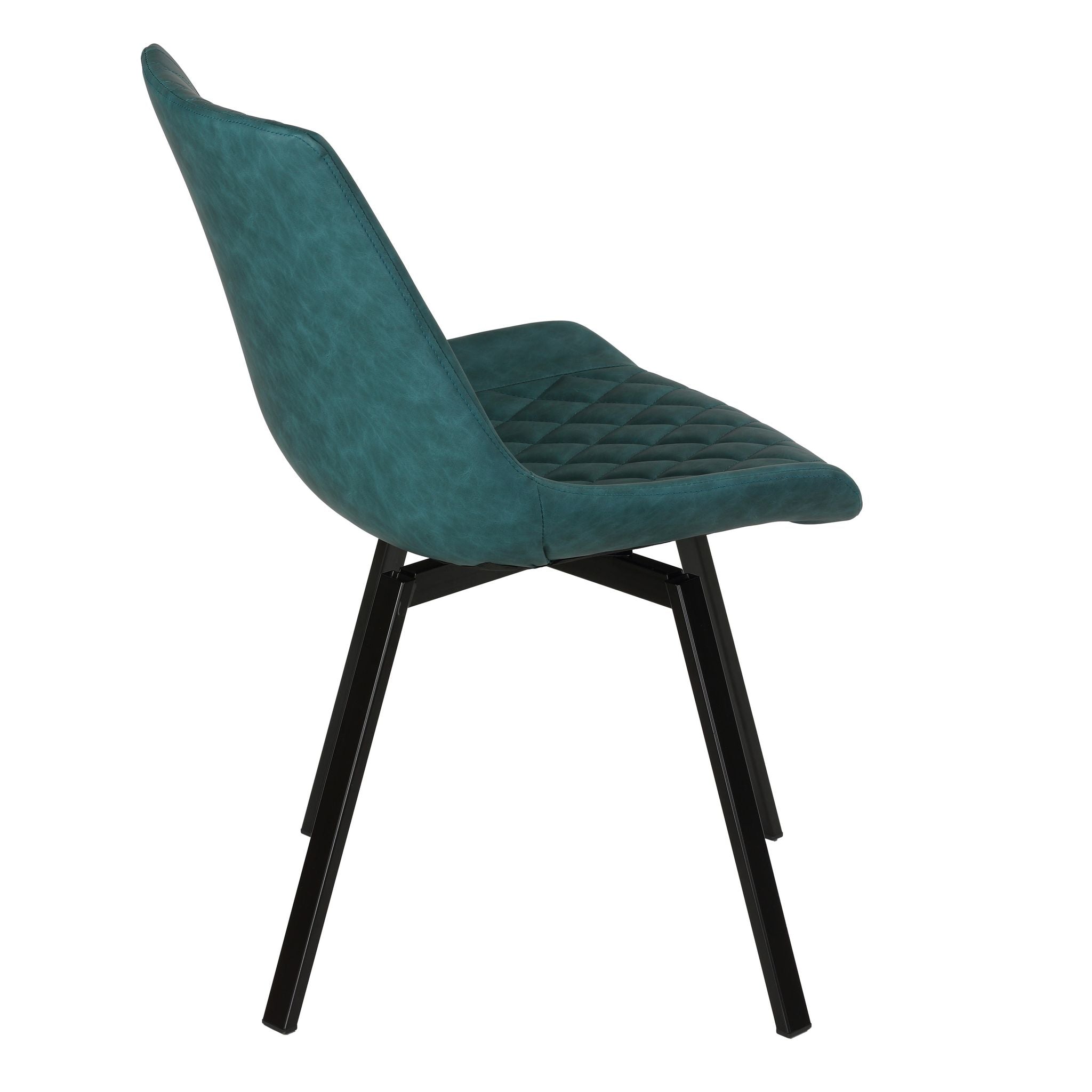 Azov Swivel Dining Chairs in Deep Aqua Faux Leather, Set of 2