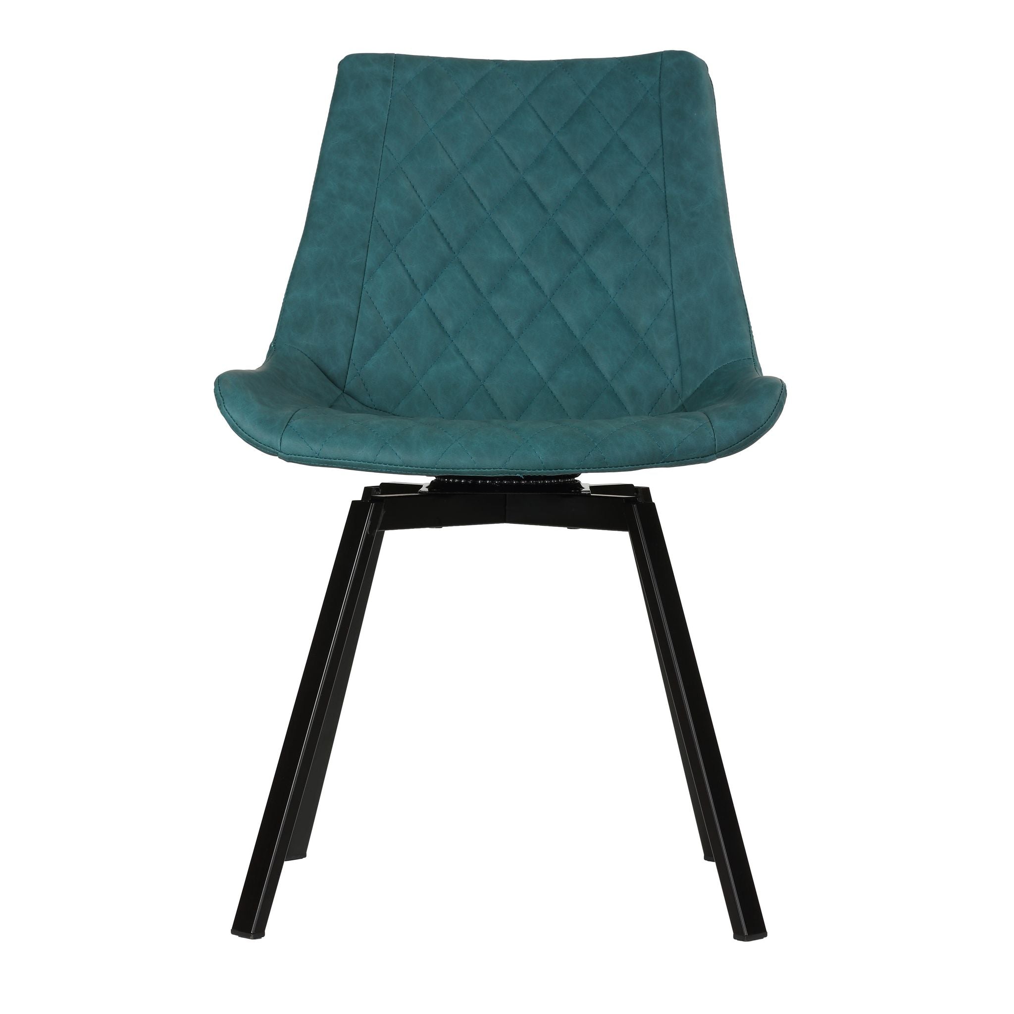 Azov Swivel Dining Chairs in Deep Aqua Faux Leather, Set of 2