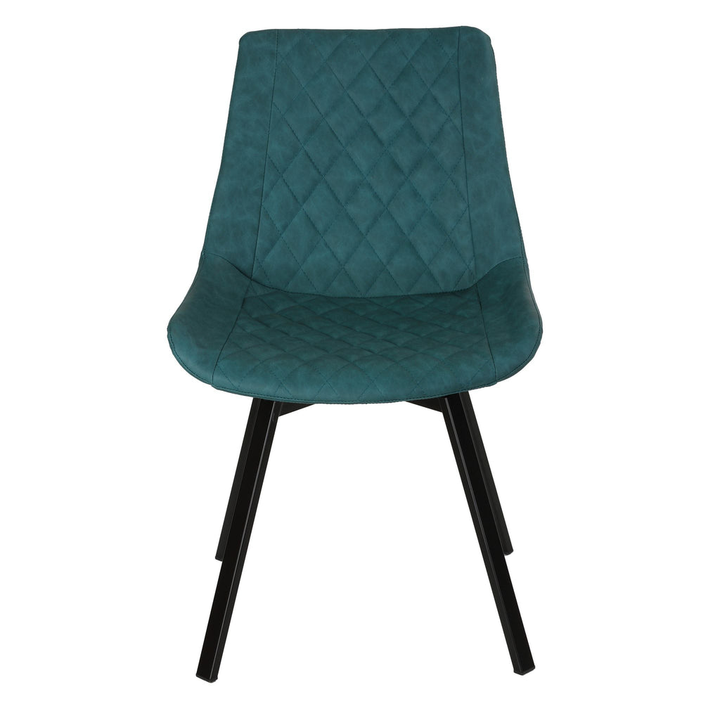 Azov Swivel Dining Chairs in Deep Aqua Faux Leather, Set of 2
