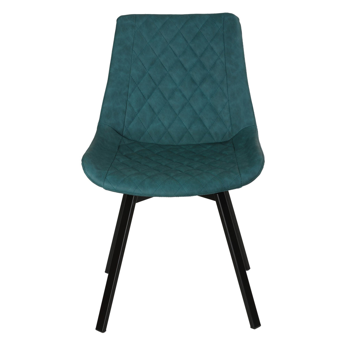 Azov Swivel Dining Chairs in Deep Aqua Faux Leather, Set of 2