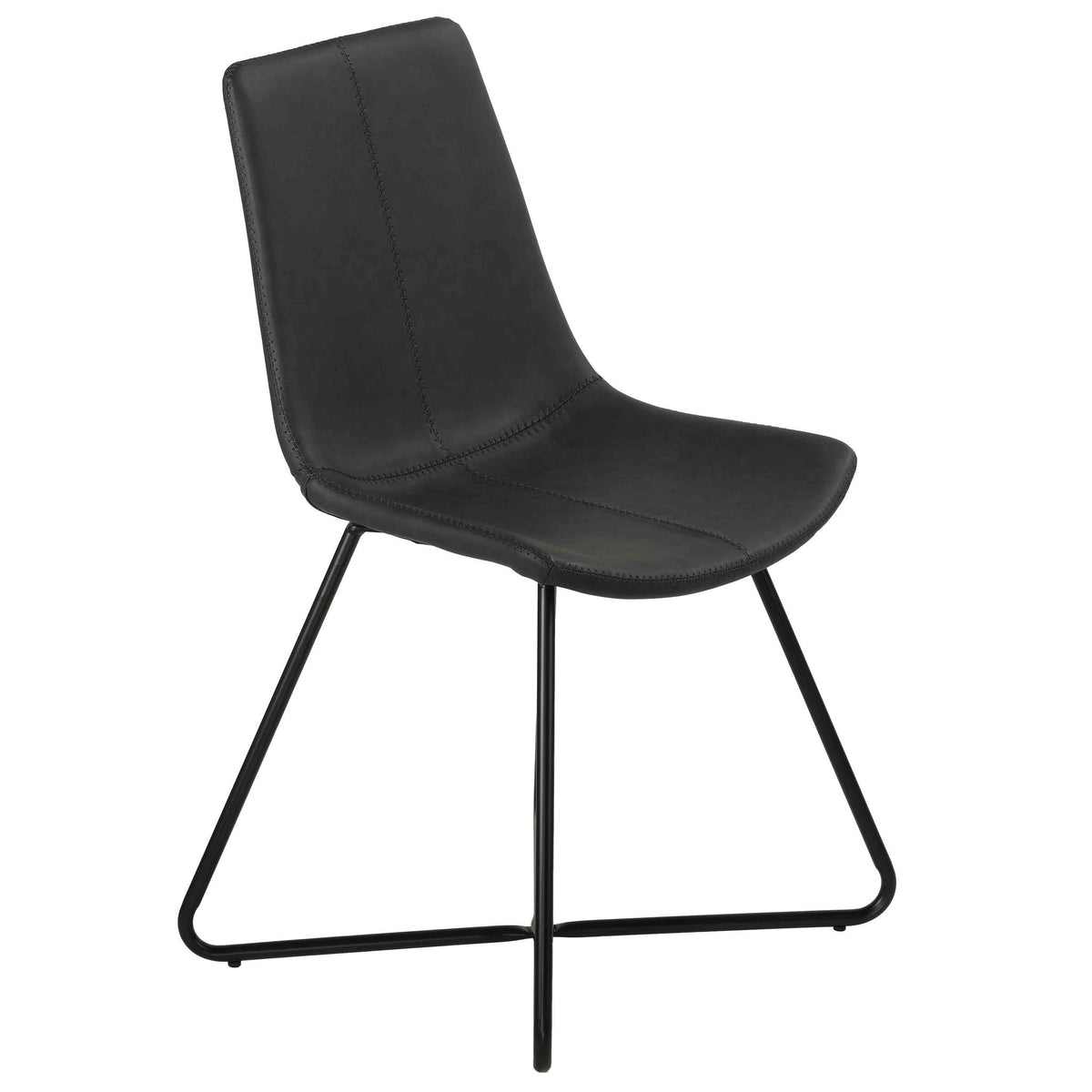 Tangier Dining Chair in Charcoal Black Faux Leather with Black Metal Legs(Set of 2)