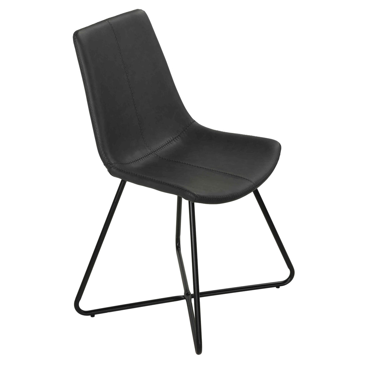 Tangier Dining Chair in Charcoal Black Faux Leather with Black Metal Legs(Set of 2)