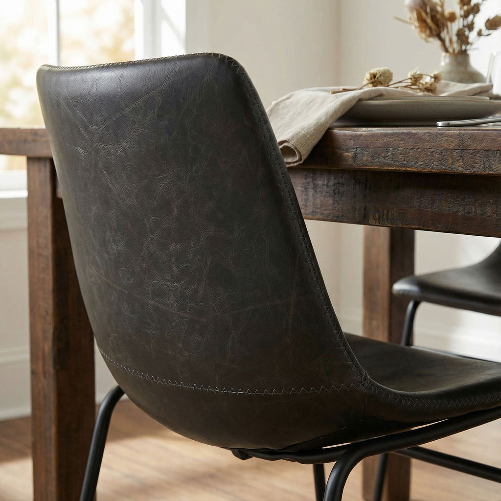 Casablanca Dining Chair in Chalkboard Black Faux Leather (Set of 2)