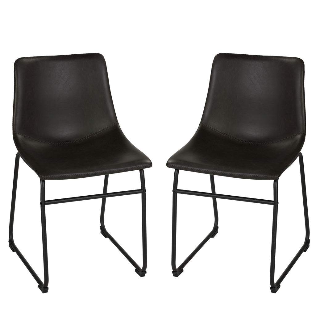 Casablanca Dining Chair in Chalkboard Black Faux Leather (Set of 2)
