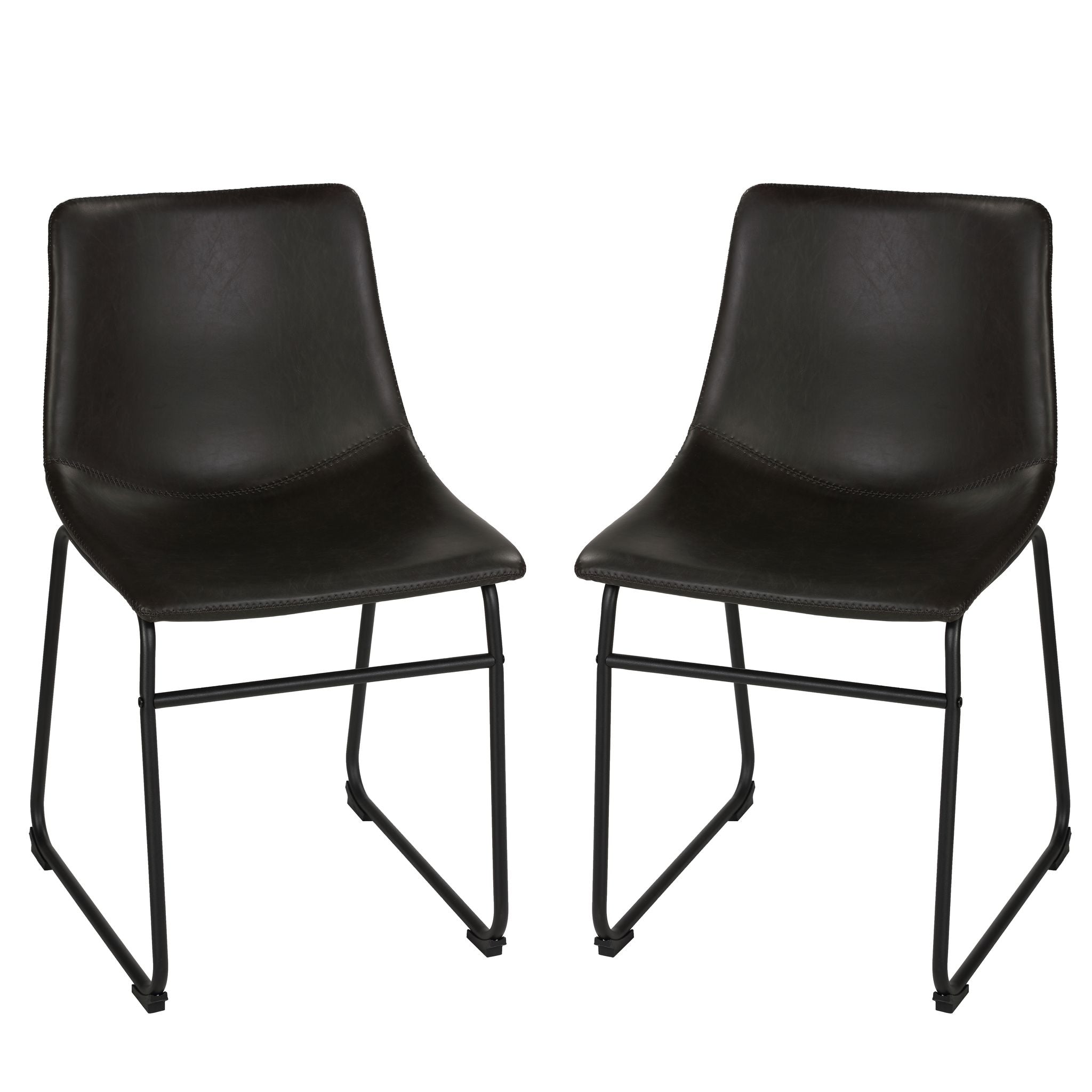 Casablanca Dining Chair in Chalkboard Black Faux Leather (Set of 2)