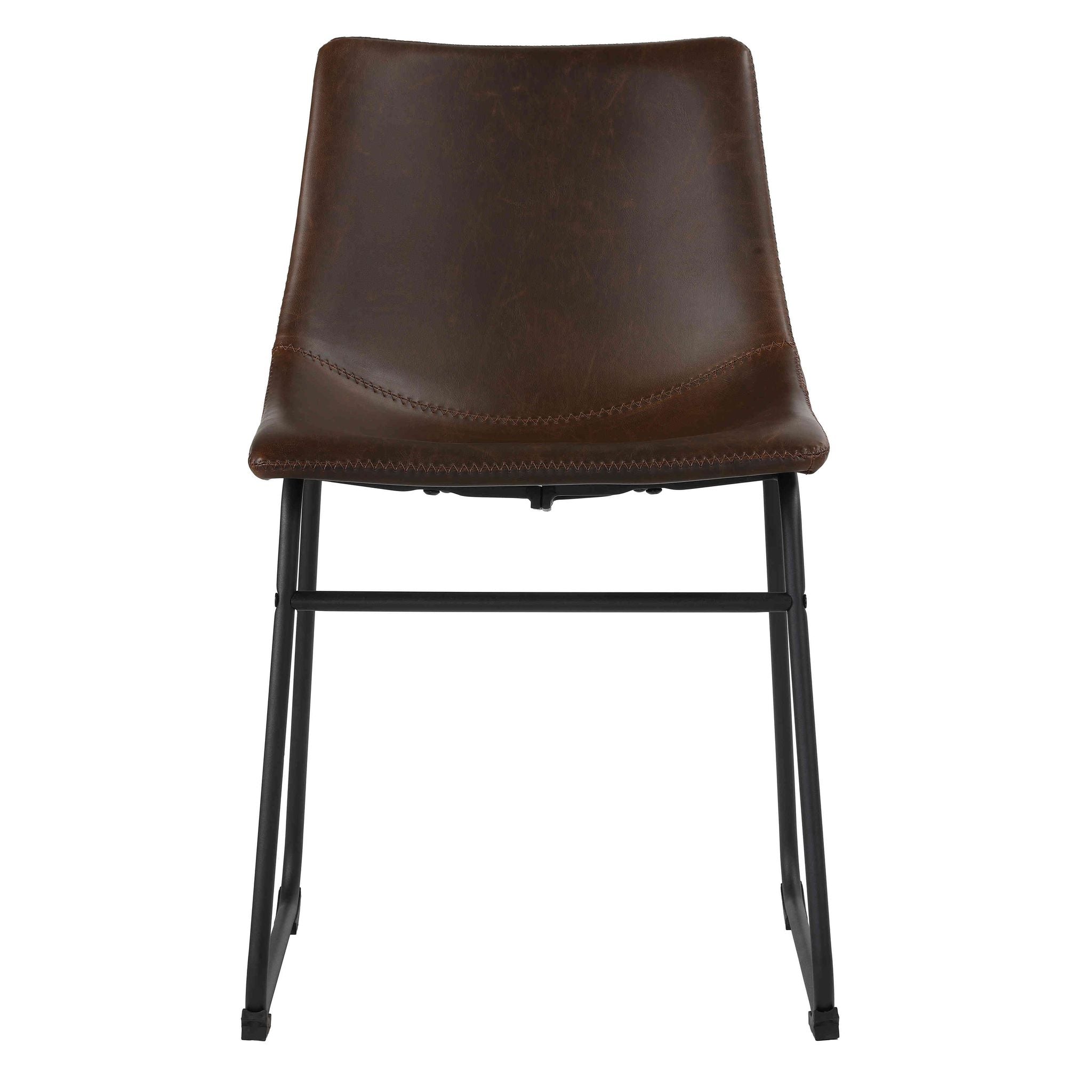 Casablanca Dining Chair in Distressed Coffee Brown Faux Leather (Set of 2)
