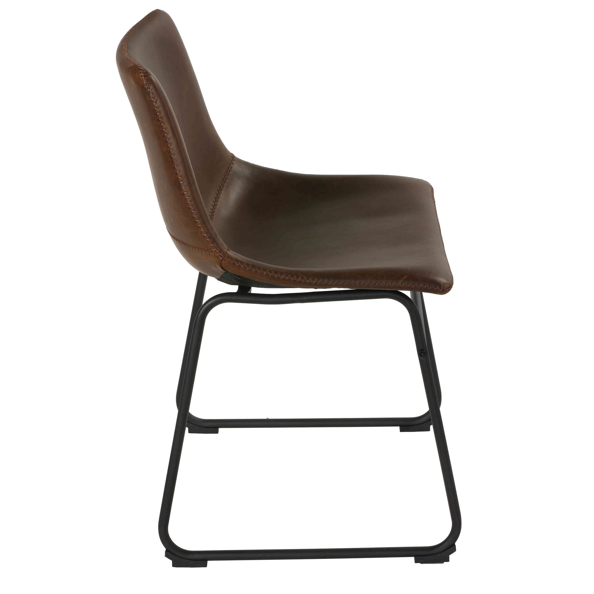 Casablanca Dining Chair in Distressed Coffee Brown Faux Leather (Set of 2)