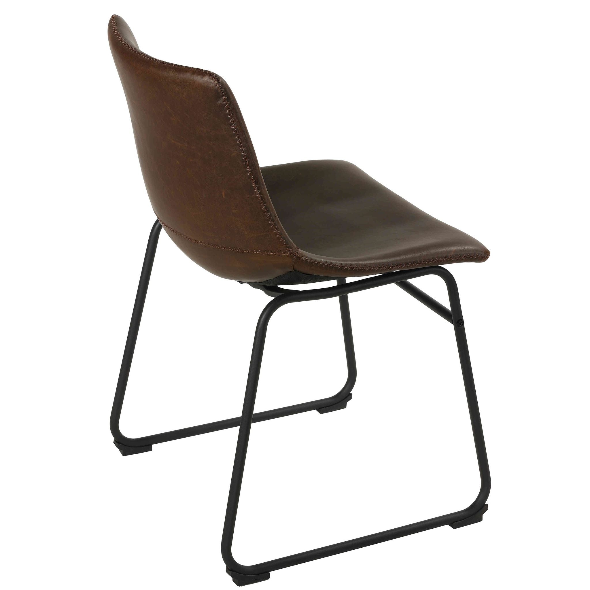 Casablanca Dining Chair in Distressed Coffee Brown Faux Leather (Set of 2)