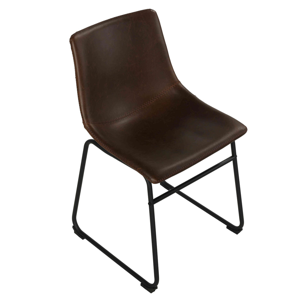 Casablanca Dining Chair in Distressed Coffee Brown Faux Leather (Set of 2)