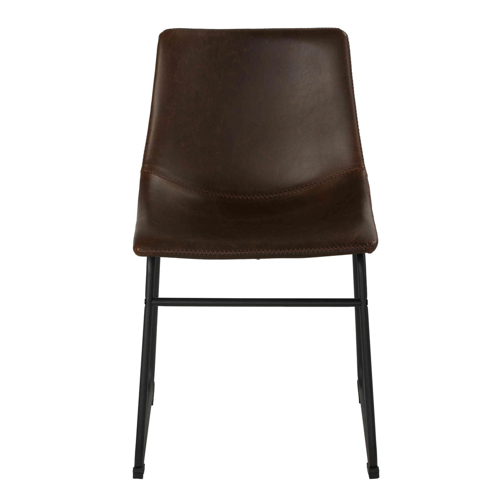 Casablanca Dining Chair in Distressed Coffee Brown Faux Leather (Set of 2)