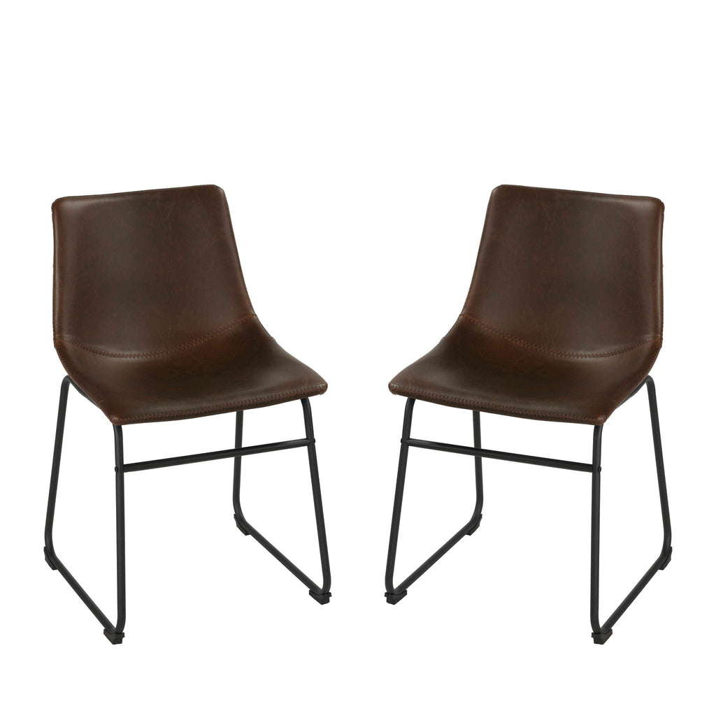 Casablanca Dining Chair in Distressed Coffee Brown Faux Leather (Set of 2)
