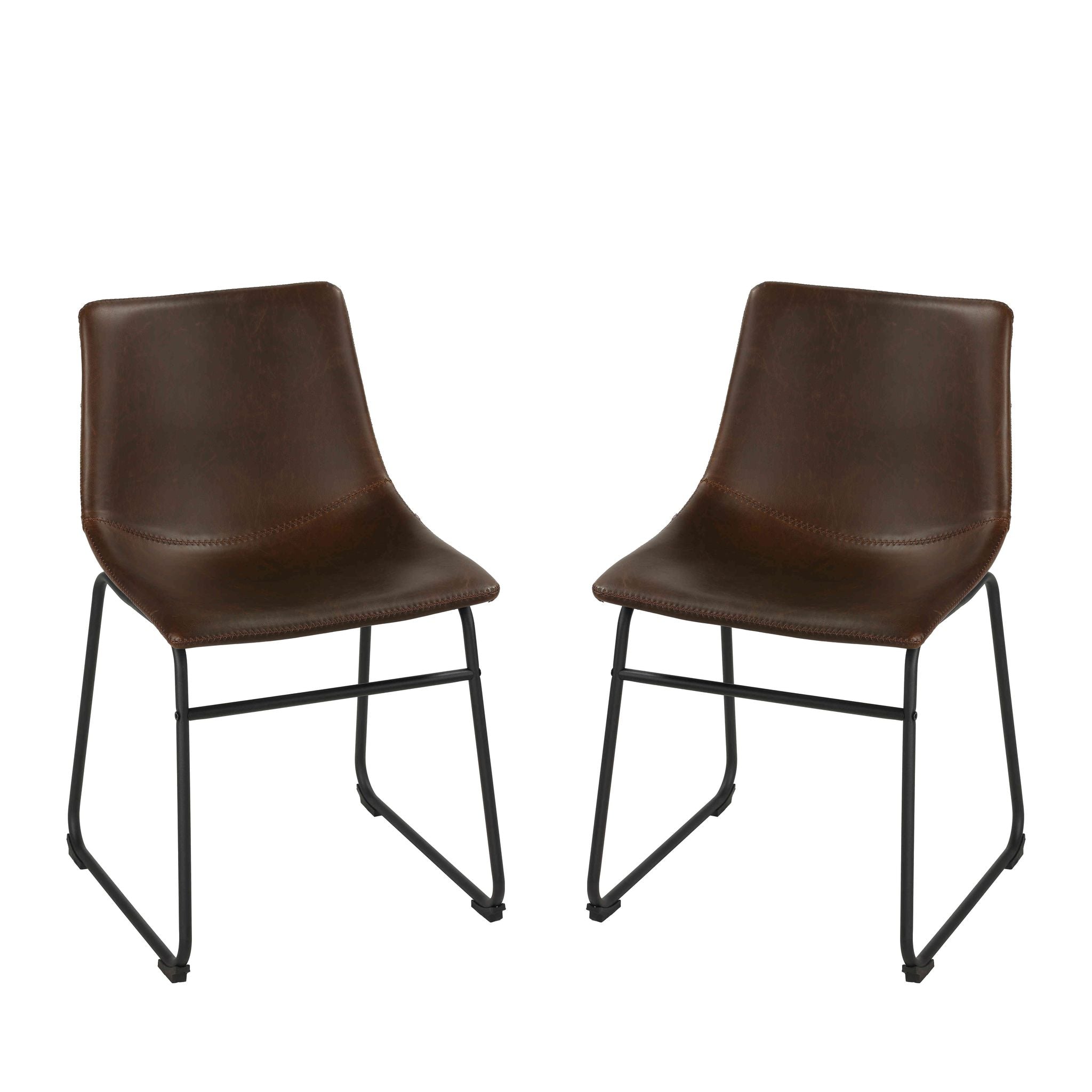 Casablanca Dining Chair in Distressed Coffee Brown Faux Leather (Set of 2)