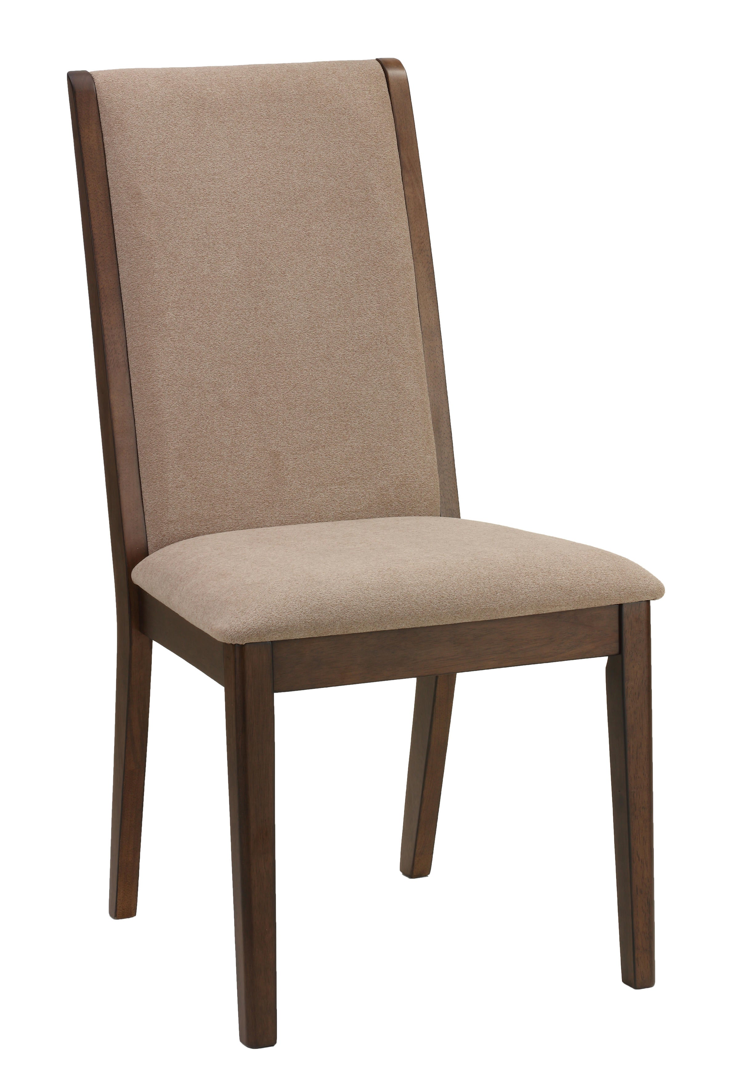 Dining Side Chairs "Kendall" in Walnut Color with Truffle Taupe Fabric (Set of 2)