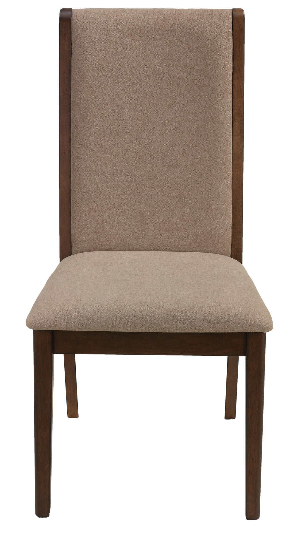Dining Side Chairs "Kendall" in Walnut Color with Truffle Taupe Fabric (Set of 2)
