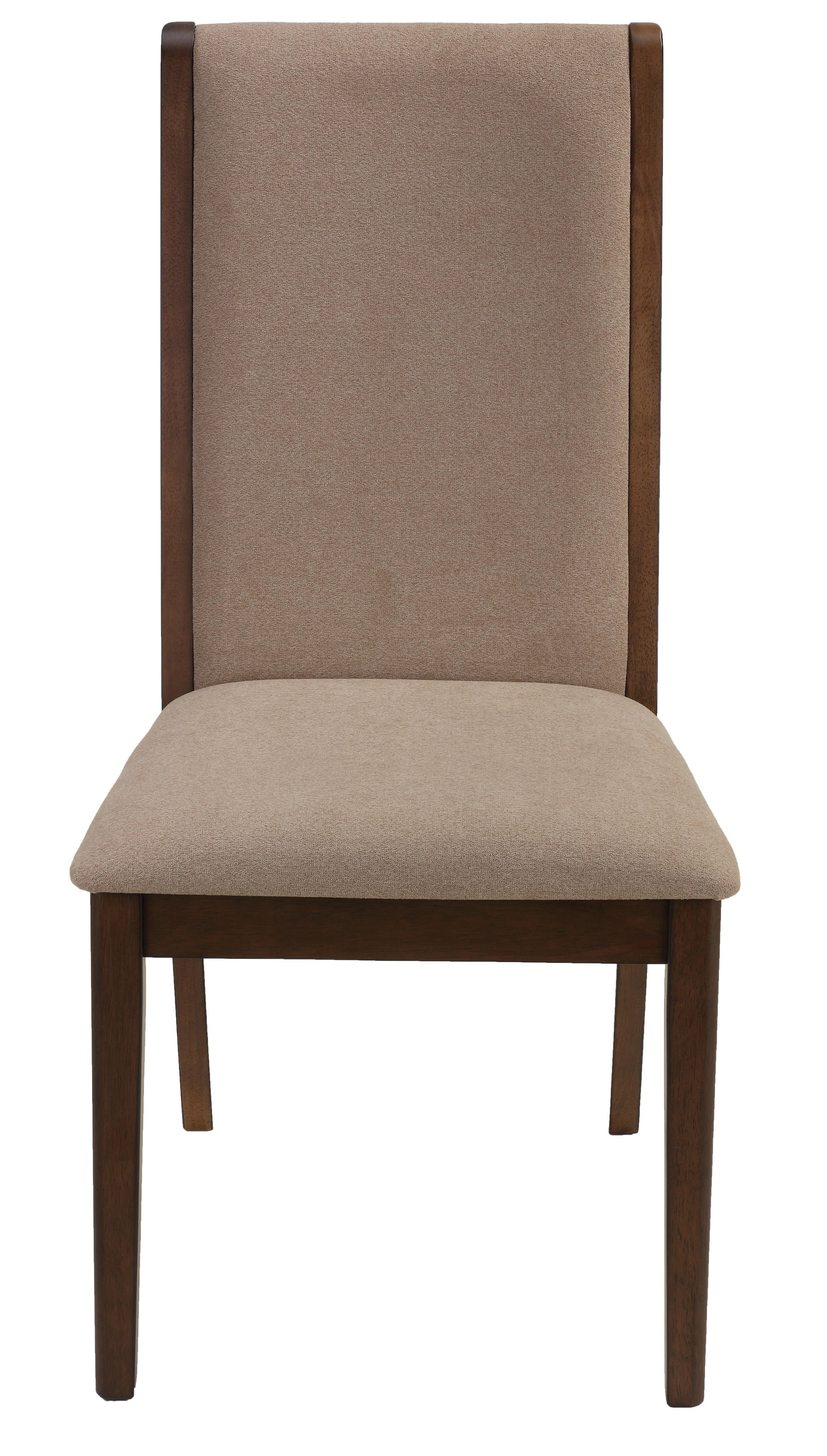 Dining Side Chairs "Kendall" in Walnut Color with Truffle Taupe Fabric (Set of 2)