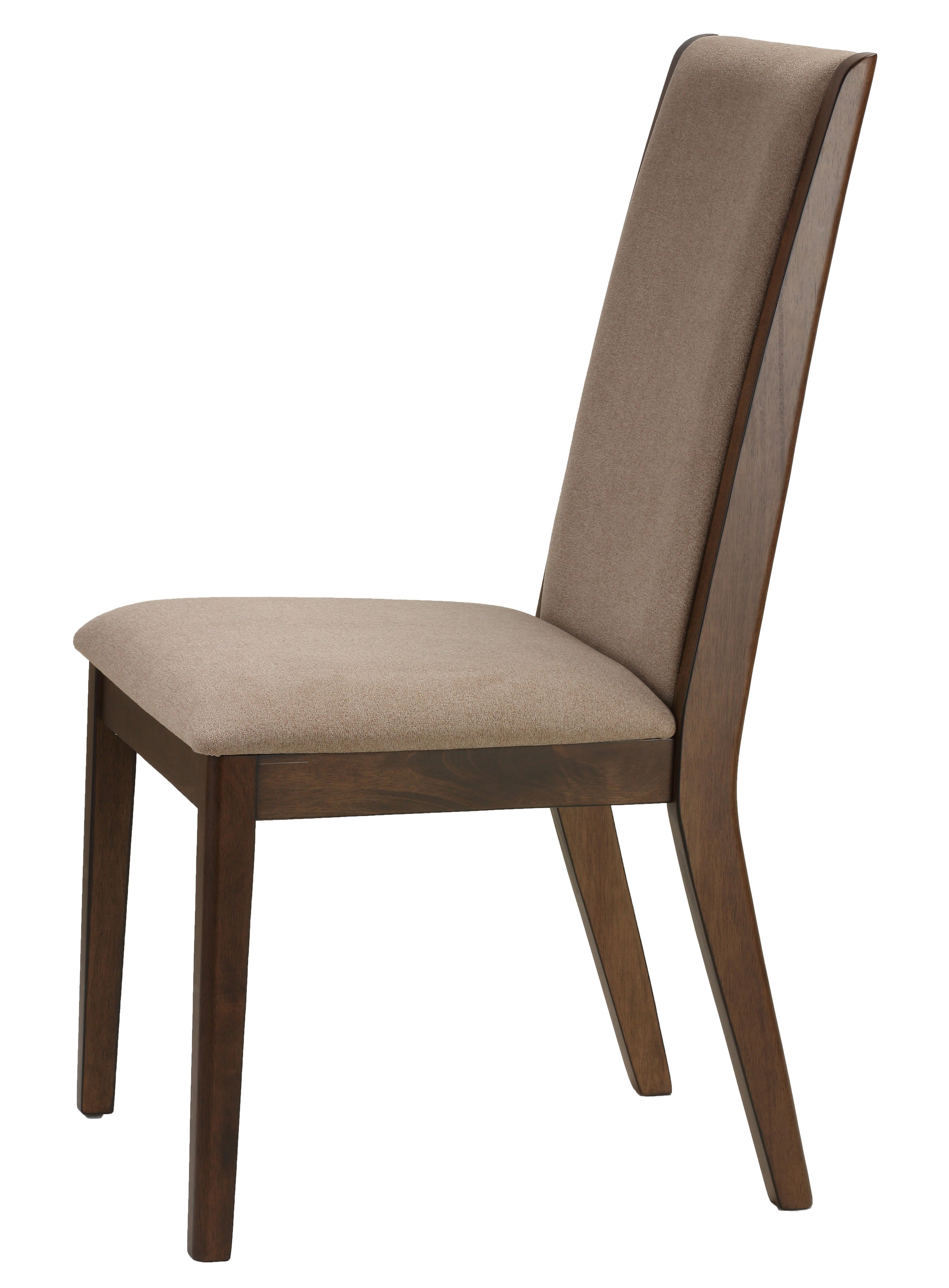 Dining Side Chairs "Kendall" in Walnut Color with Truffle Taupe Fabric (Set of 2)