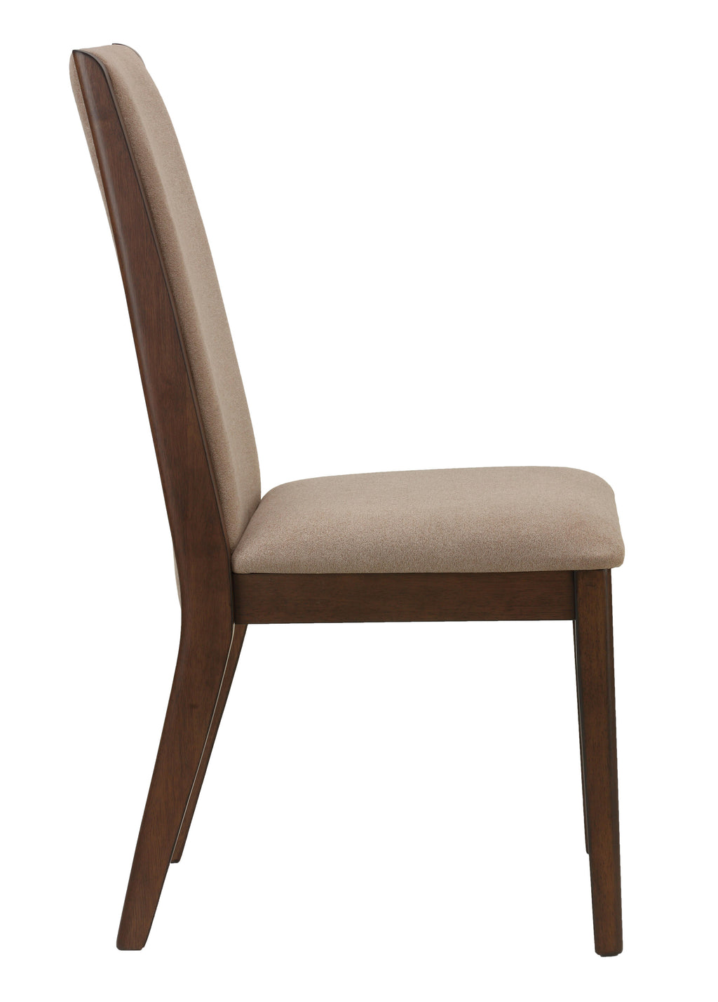 Dining Side Chairs "Kendall" in Walnut Color with Truffle Taupe Fabric (Set of 2)