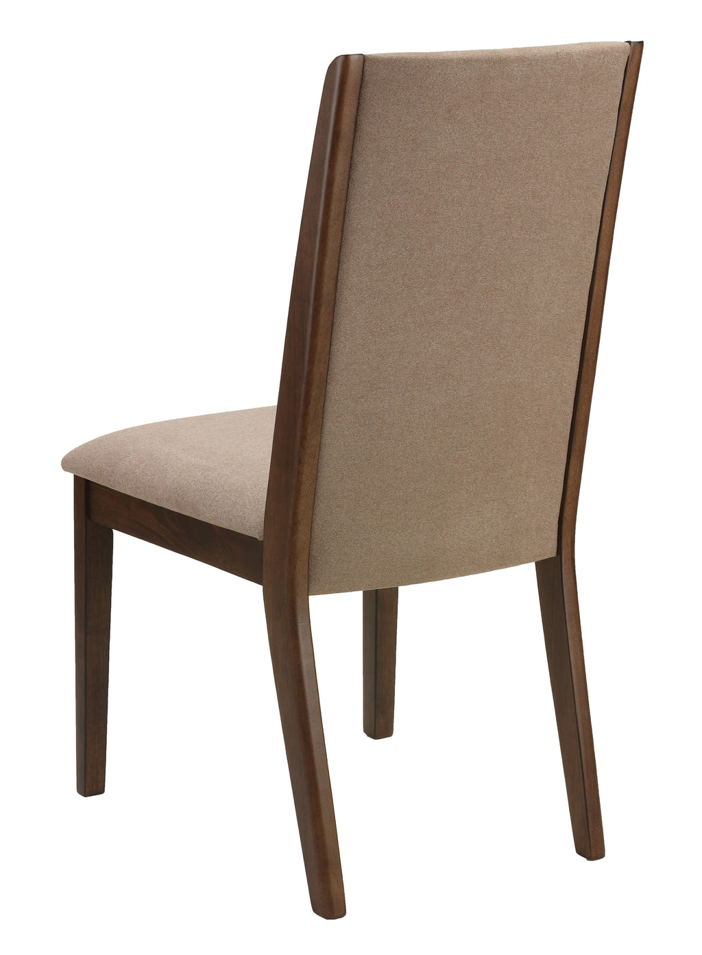 Dining Side Chairs "Kendall" in Walnut Color with Truffle Taupe Fabric (Set of 2)