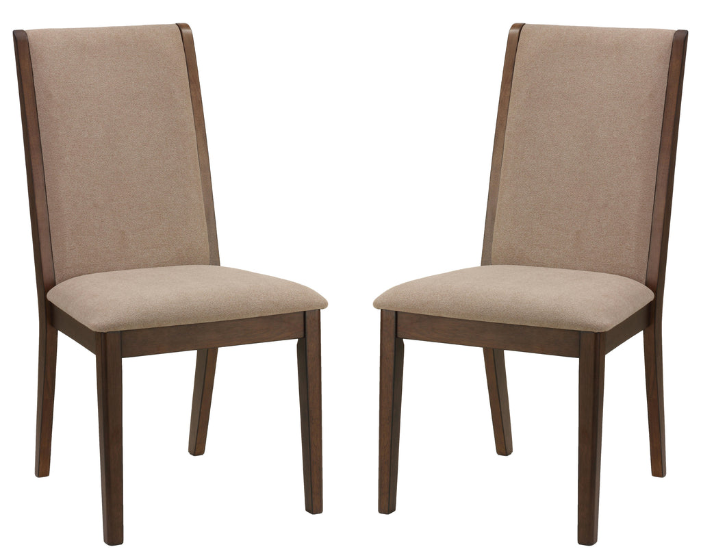 Dining Side Chairs "Kendall" in Walnut Color with Truffle Taupe Fabric (Set of 2)