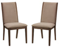 Dining Side Chairs "Kendall" in Walnut Color with Truffle Taupe Fabric (Set of 2)