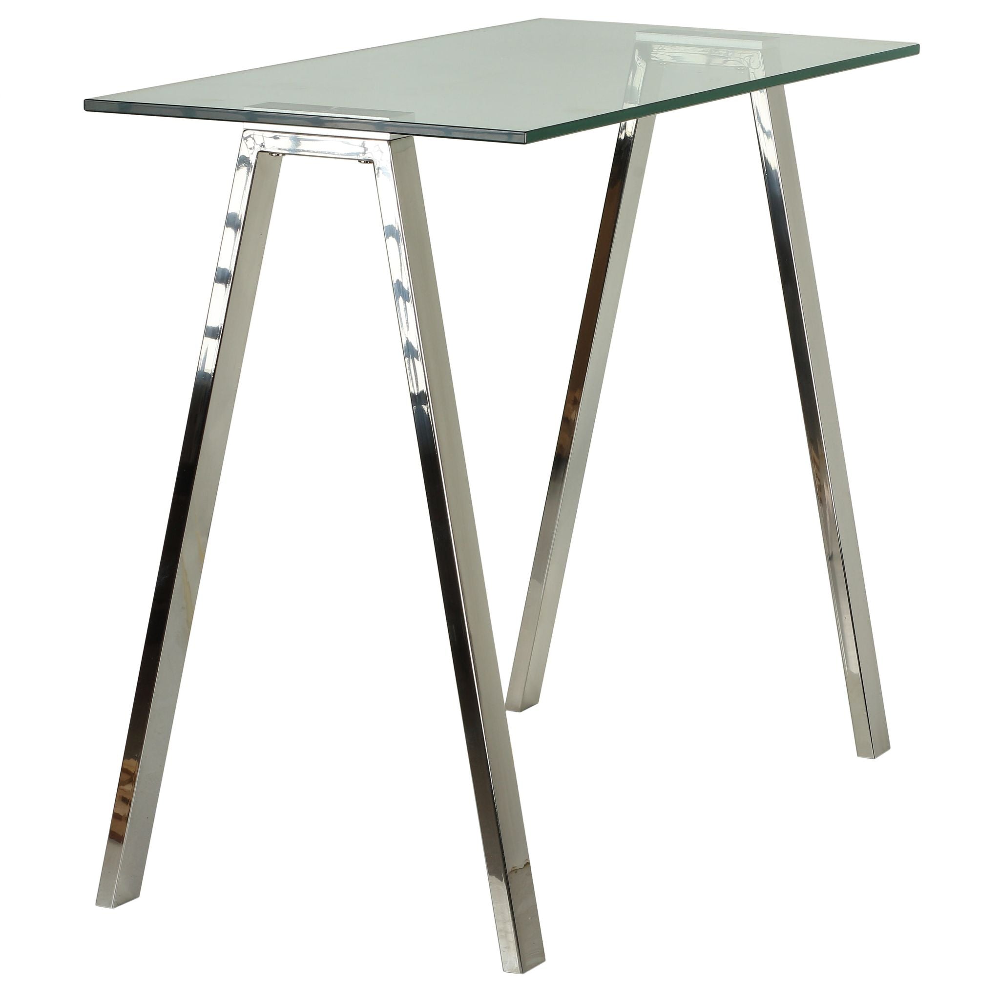 Trixie Glass Top Desk / Console Table with Stainless Steel Frame