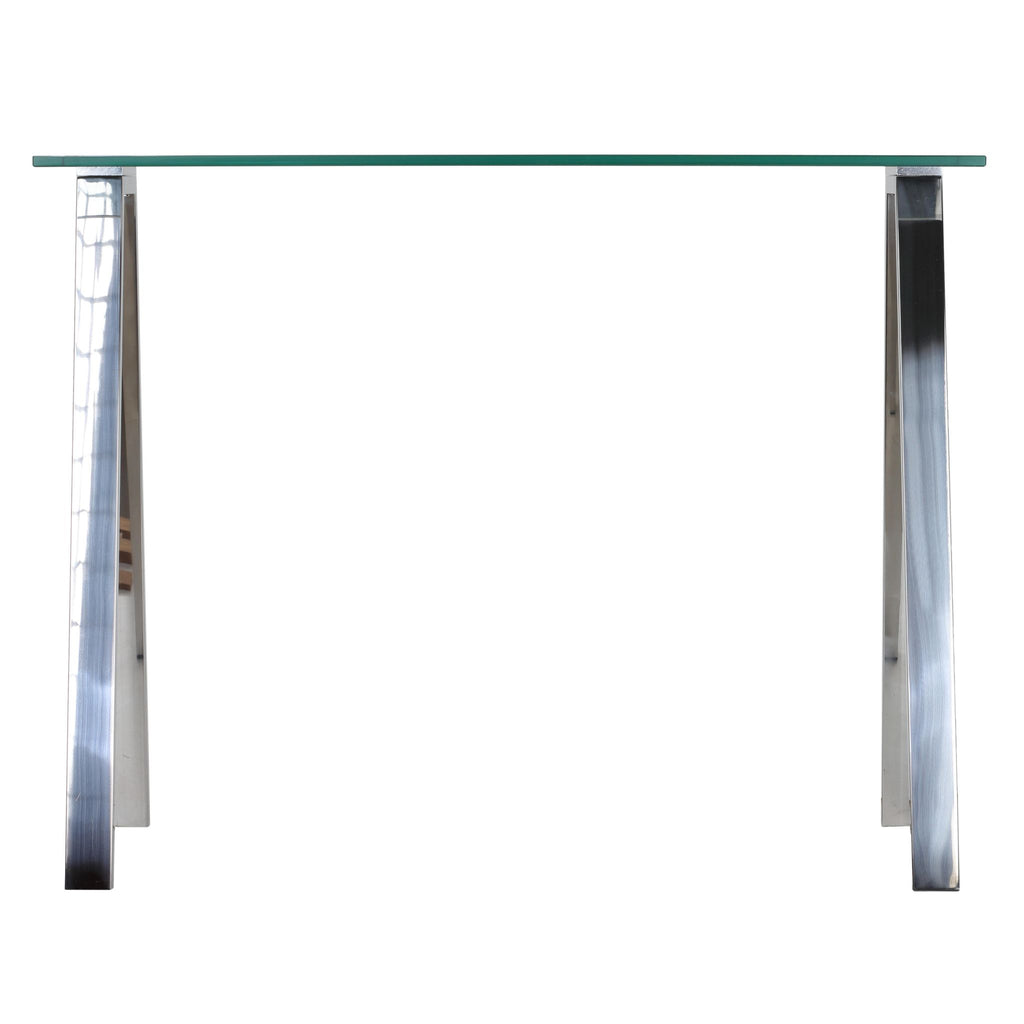 Trixie Glass Top Desk / Console Table with Stainless Steel Frame