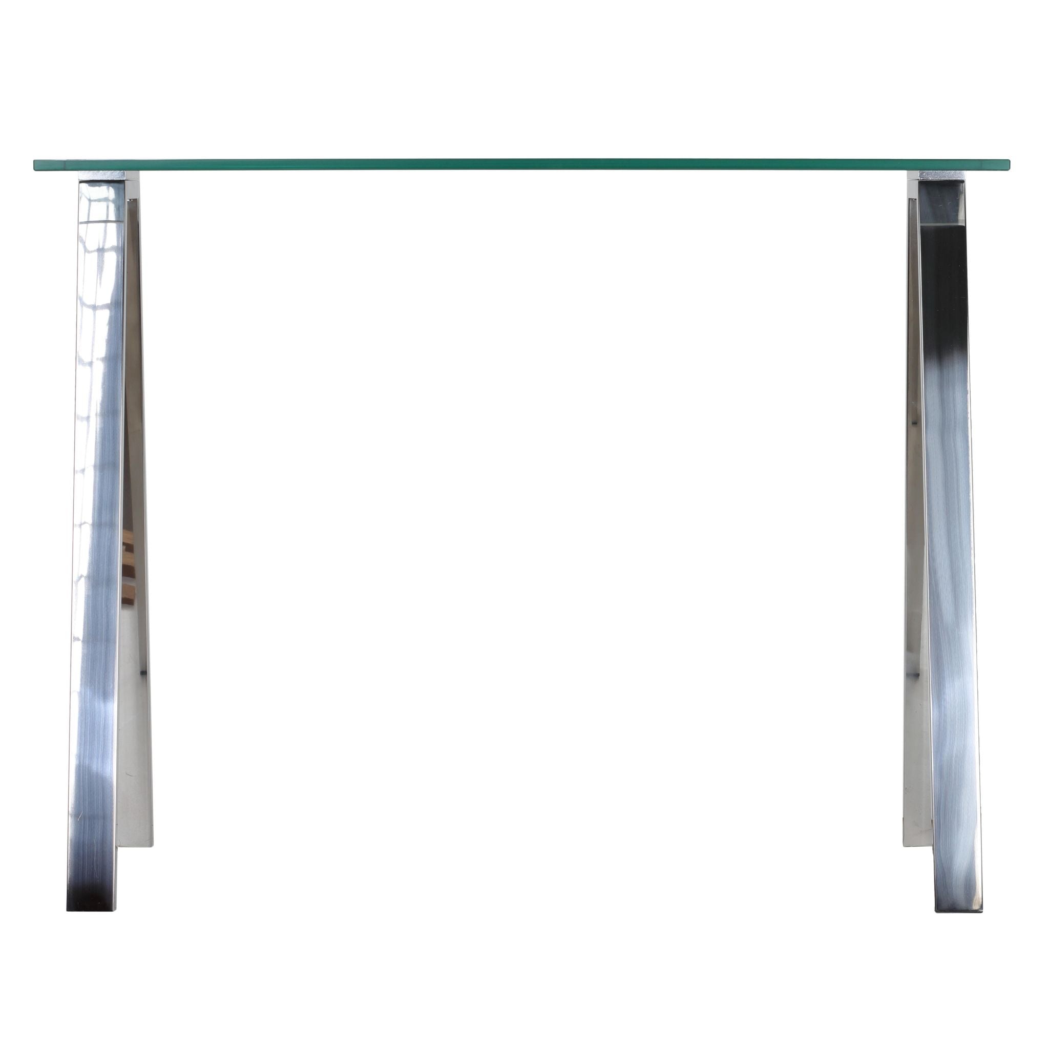 Trixie Glass Top Desk / Console Table with Stainless Steel Frame