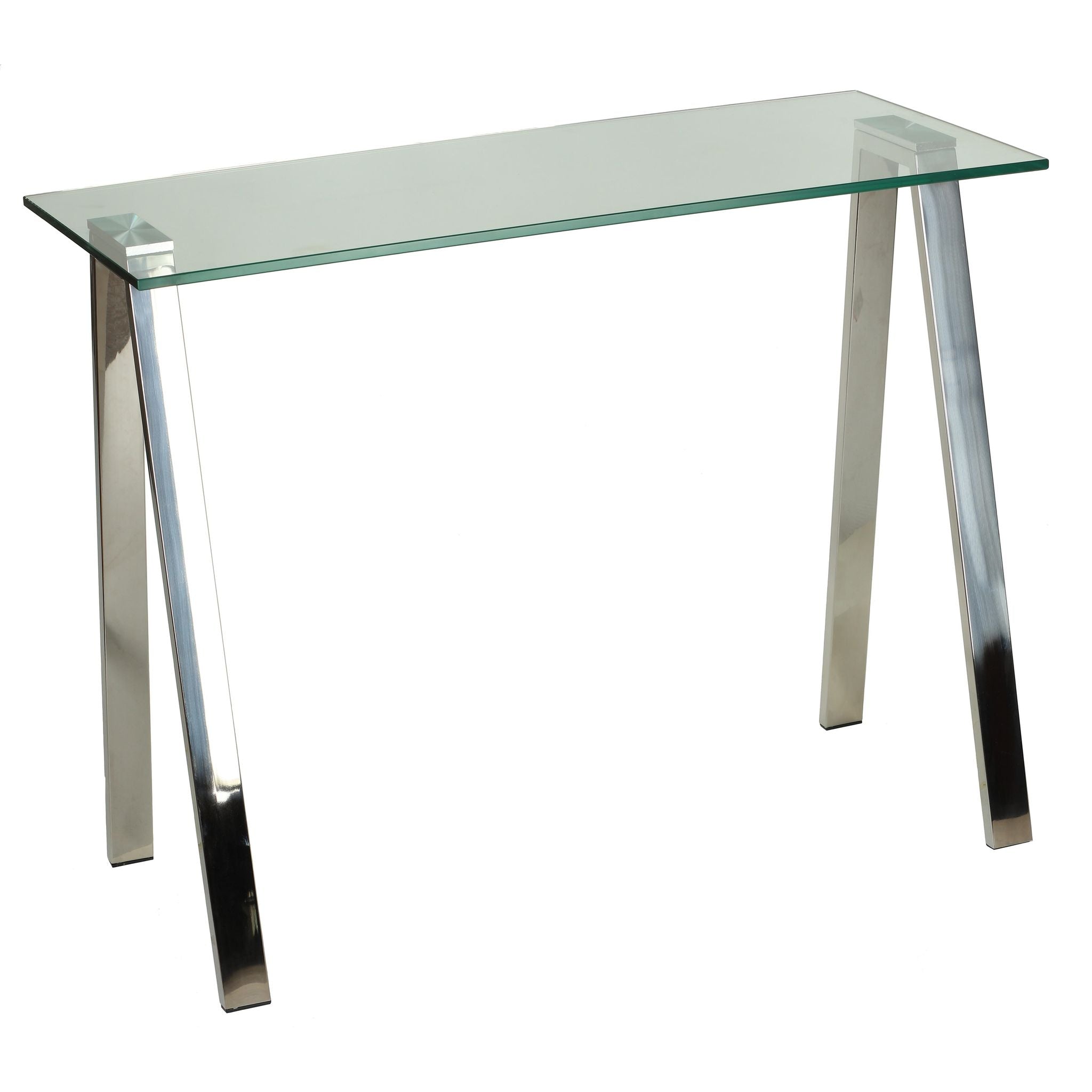 Trixie Glass Top Desk / Console Table with Stainless Steel Frame