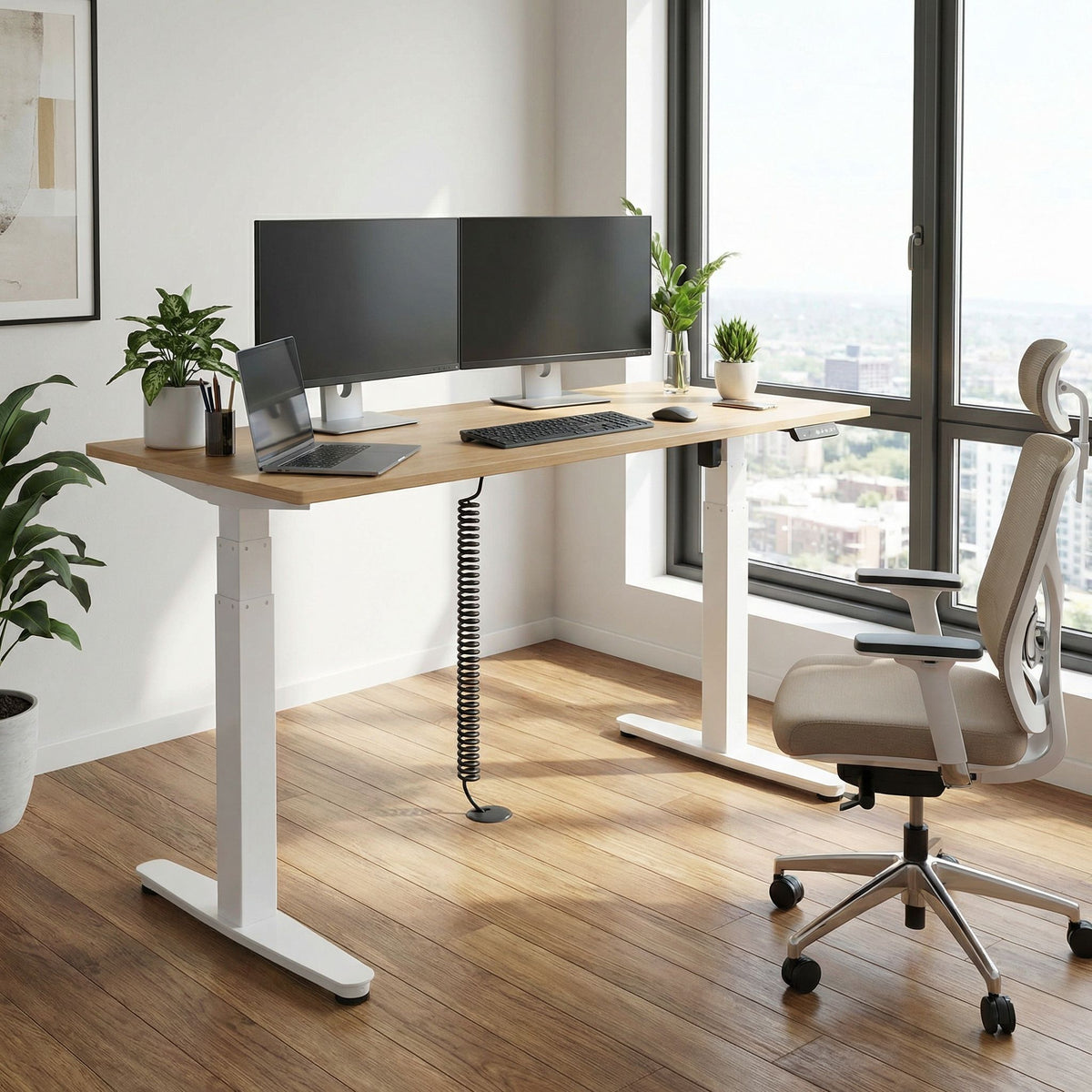 Nova Electric Height Adjustable Desk Frame with Dual Motor, White