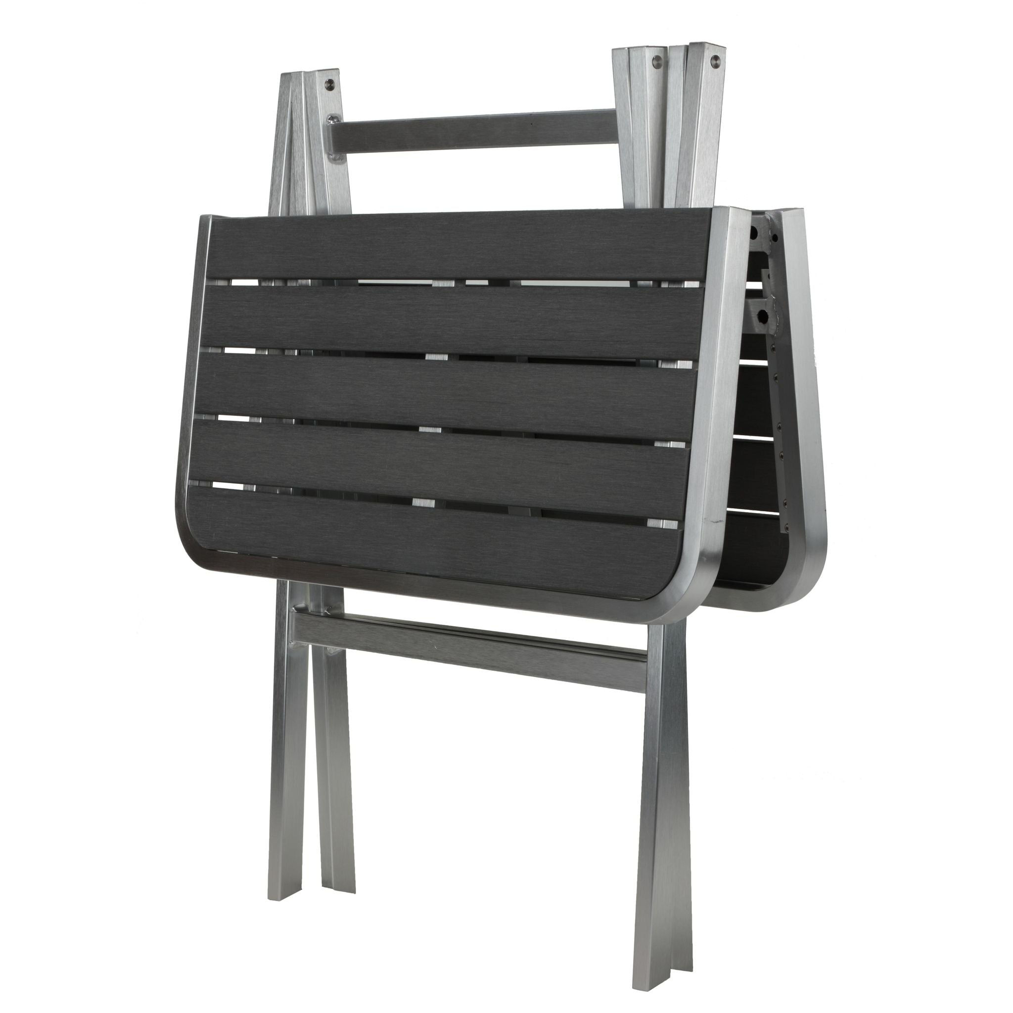Maxwell Aluminum Outdoor Square Folding Table, Brushed Aluminum / Slate Grey 28" Square