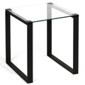 Gega Contemporary Glass End Table in Matte Black, Clear Glass
