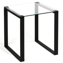 Cortesi Home Gega Contemporary Glass End Table in Matte Black, Clear Glass