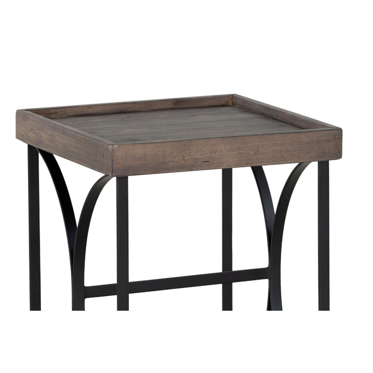 Luxe End Table in Reclaimed Wood and Black Steel, Distressed Brown