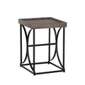 Luxe End Table in Reclaimed Wood and Black Steel, Distressed Brown