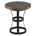 Newcastle Round End Table, Solid Reclaimed Wood and Black Metal, 18"