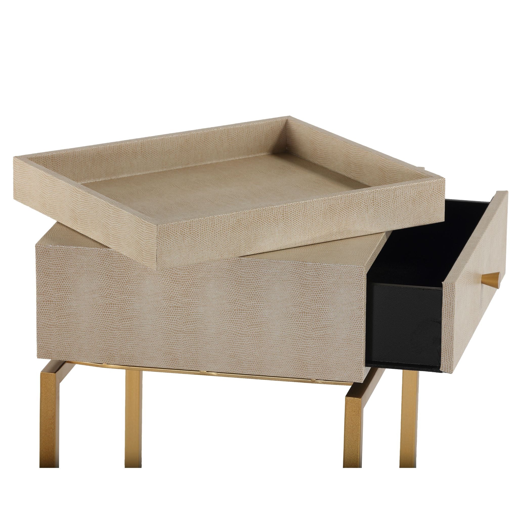 Cortesi Home Everett Nightstand End Table with Gold Metal Frame
