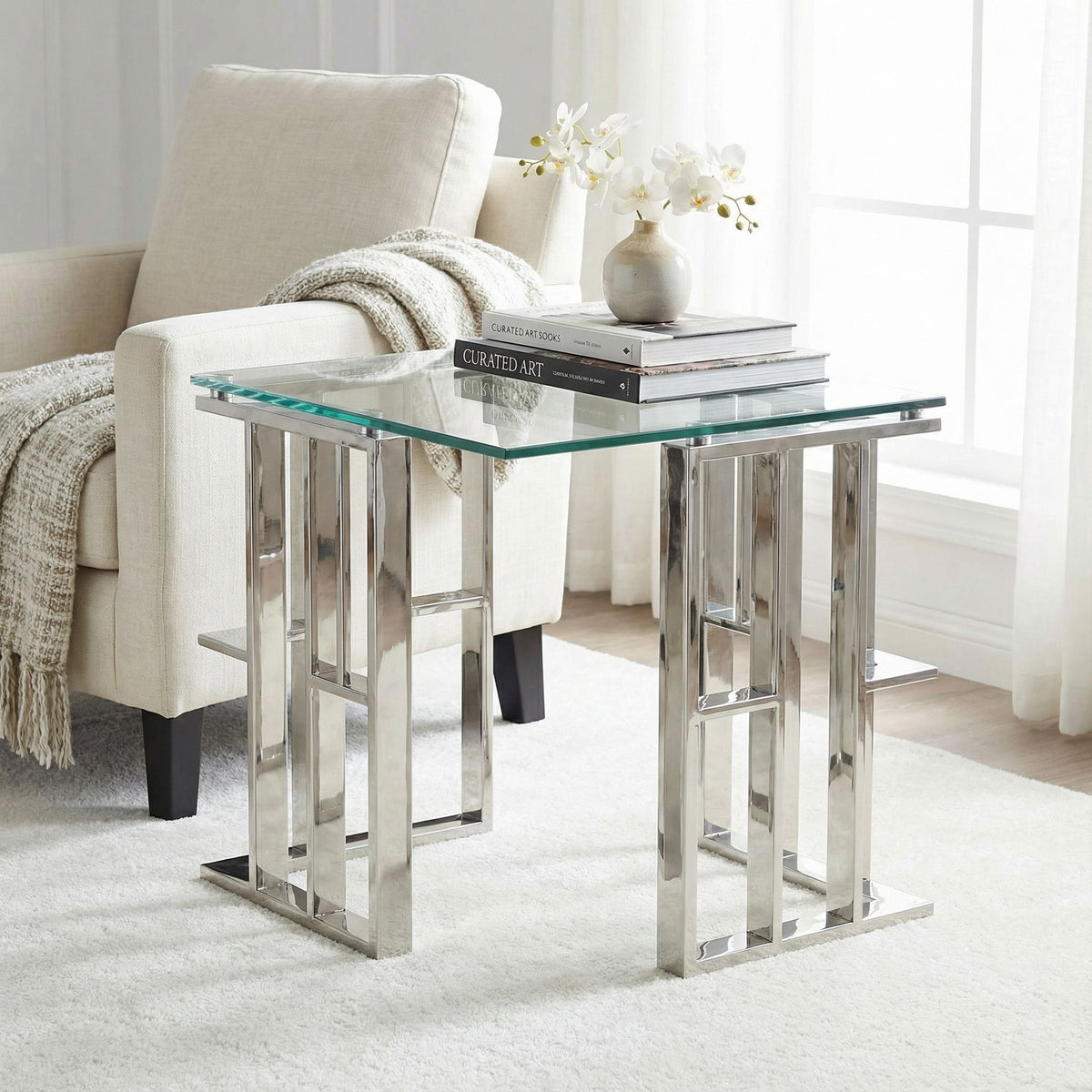 Ripley Contemporary Glass End Table