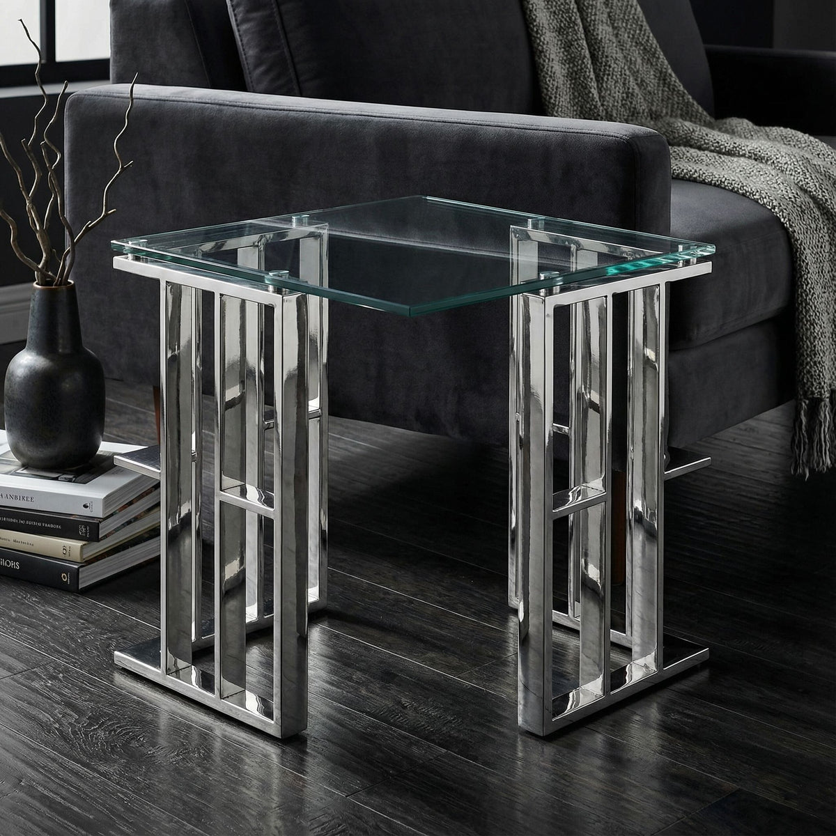 Ripley Contemporary Glass End Table