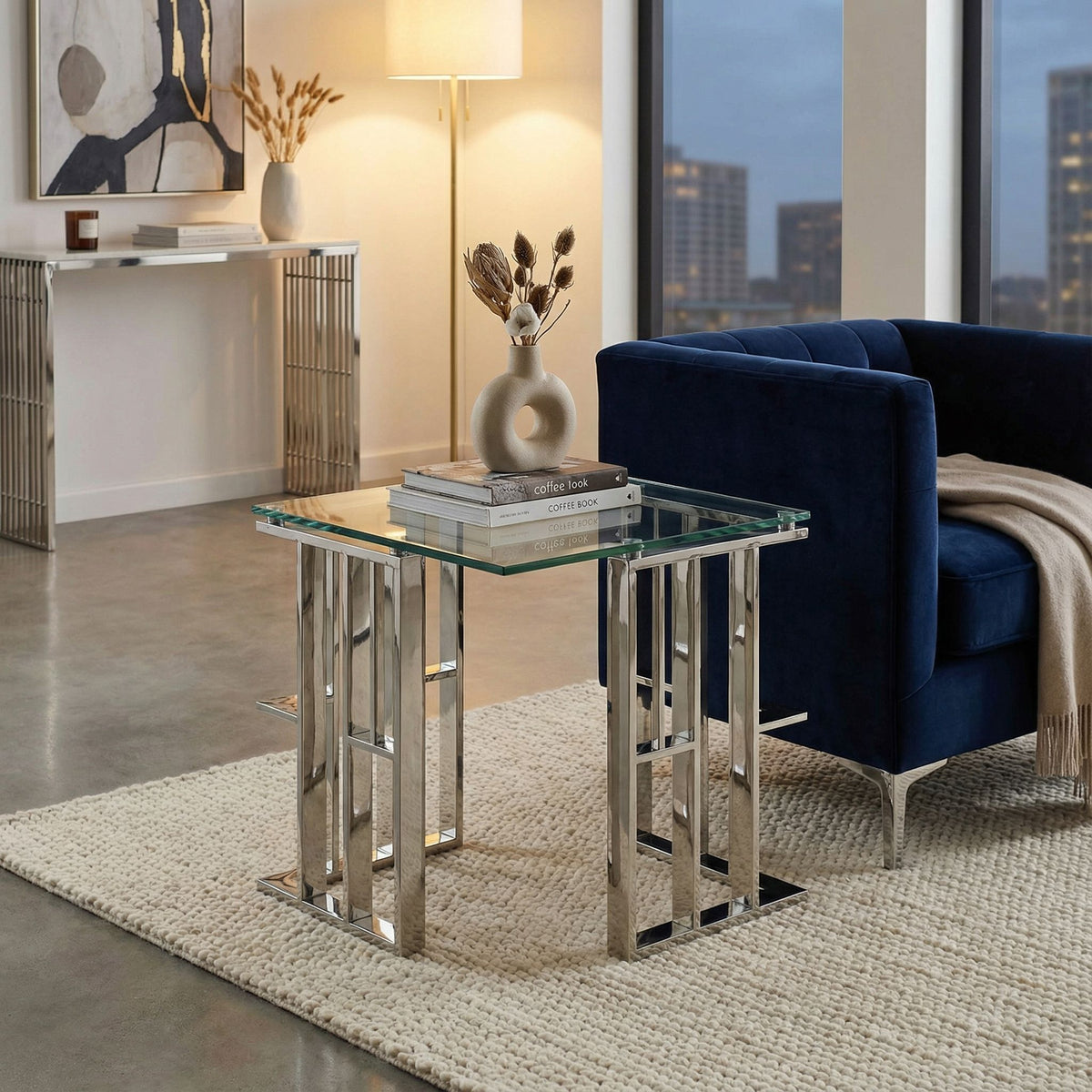 Ripley Contemporary Glass End Table