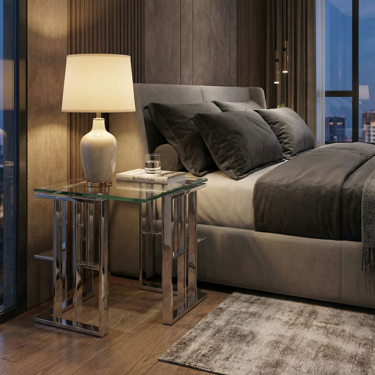 Ripley Contemporary Glass End Table