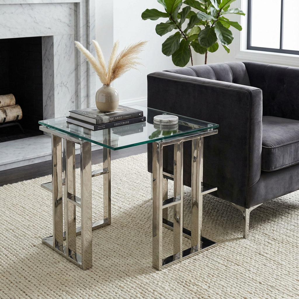 Ripley Contemporary Glass End Table