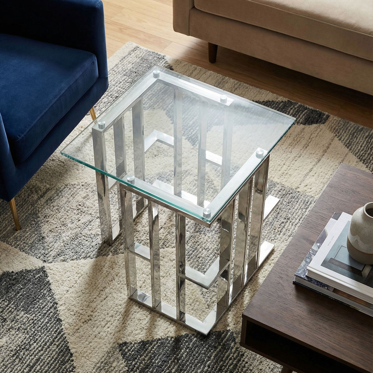 Ripley Contemporary Glass End Table